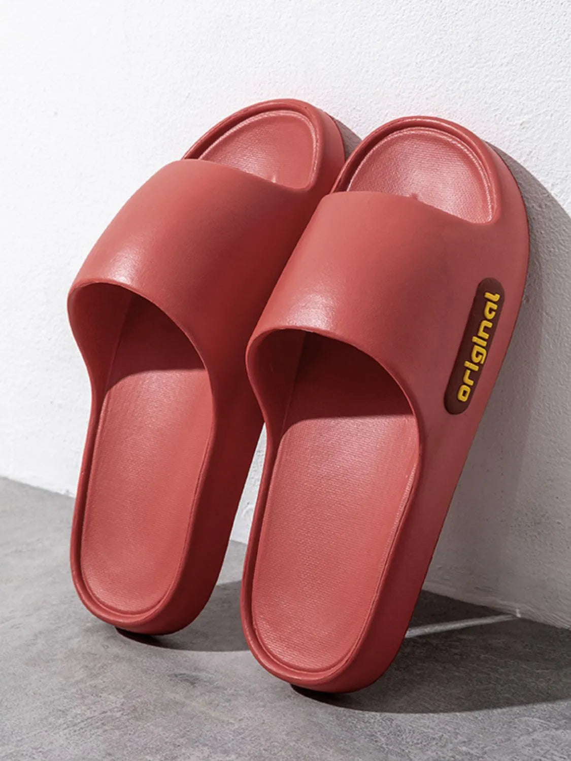 Open Toe Flats Slippers Rust