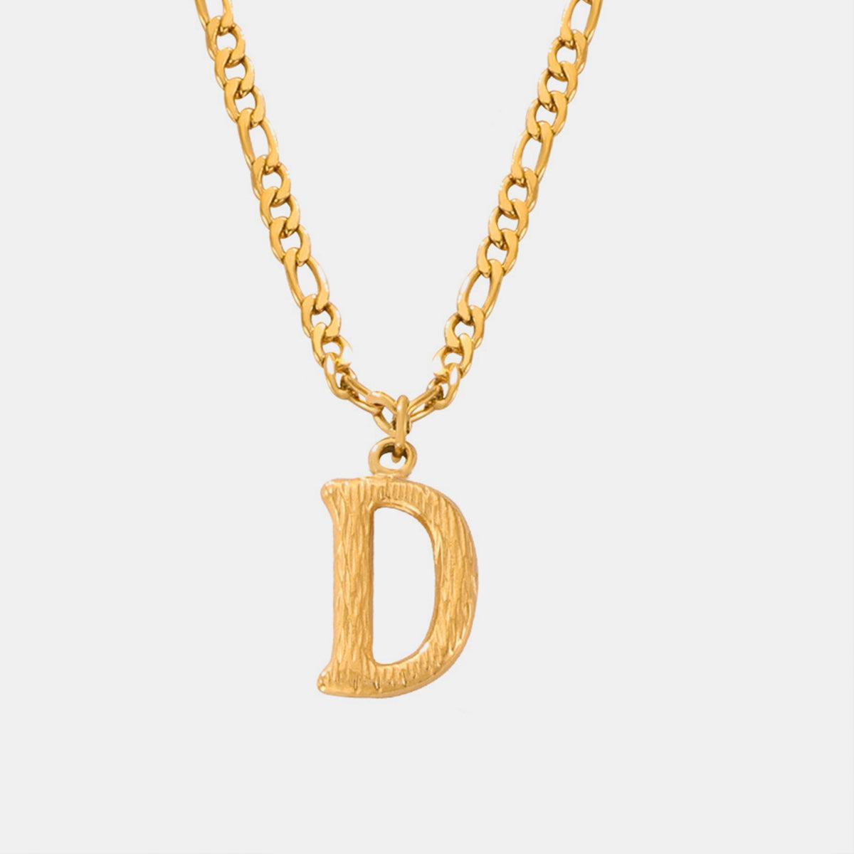 Titanium Steel Letter Pendant Necklace Style D One Size