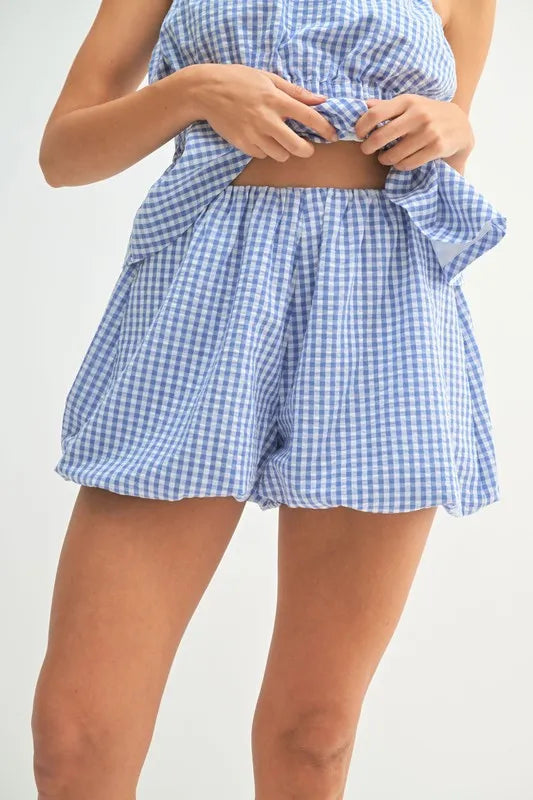 MABLE Gingham Tube Top and Shorts Set