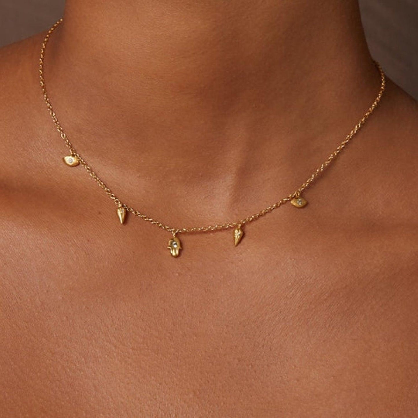Titanium Steel Pendant Necklace Gold One Size