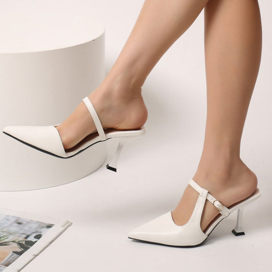 Point Toe Flare Heel Slingback Pumps