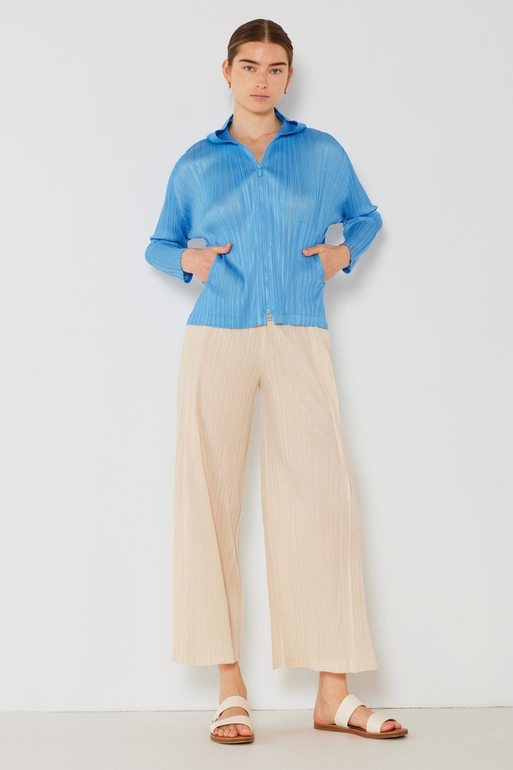Marina West Swim Pleated Wide-Leg Pants with Side Pleat Detail Beige