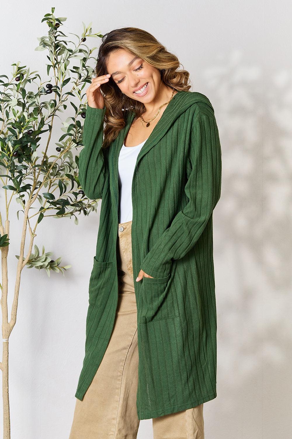 Basic Bae Full Size Hooded Sweater Cardigan for Ultimate Comfort