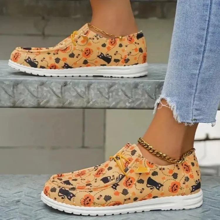 Printed Round Toe Flat Slip-Ons Sherbet