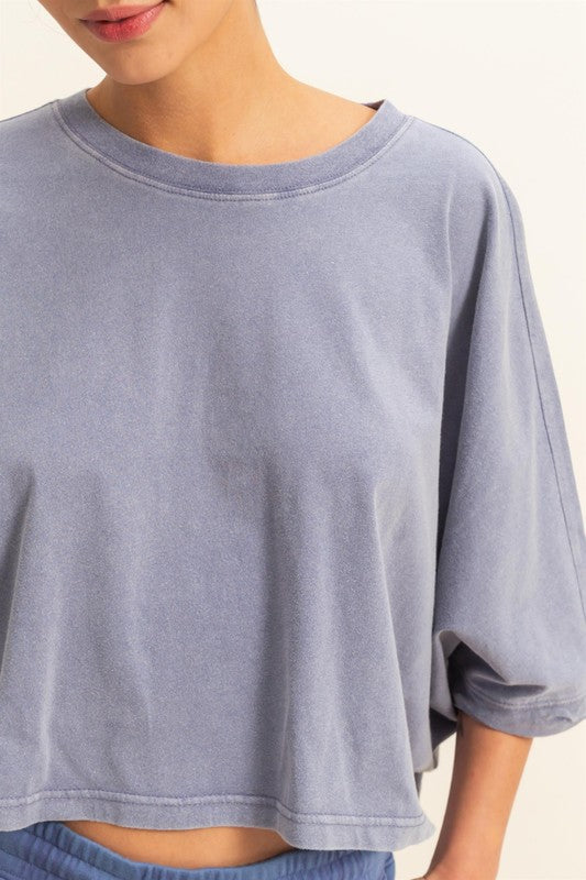 HYFVE Lightweight Round Neck Batwing Sleeve T-Shirt