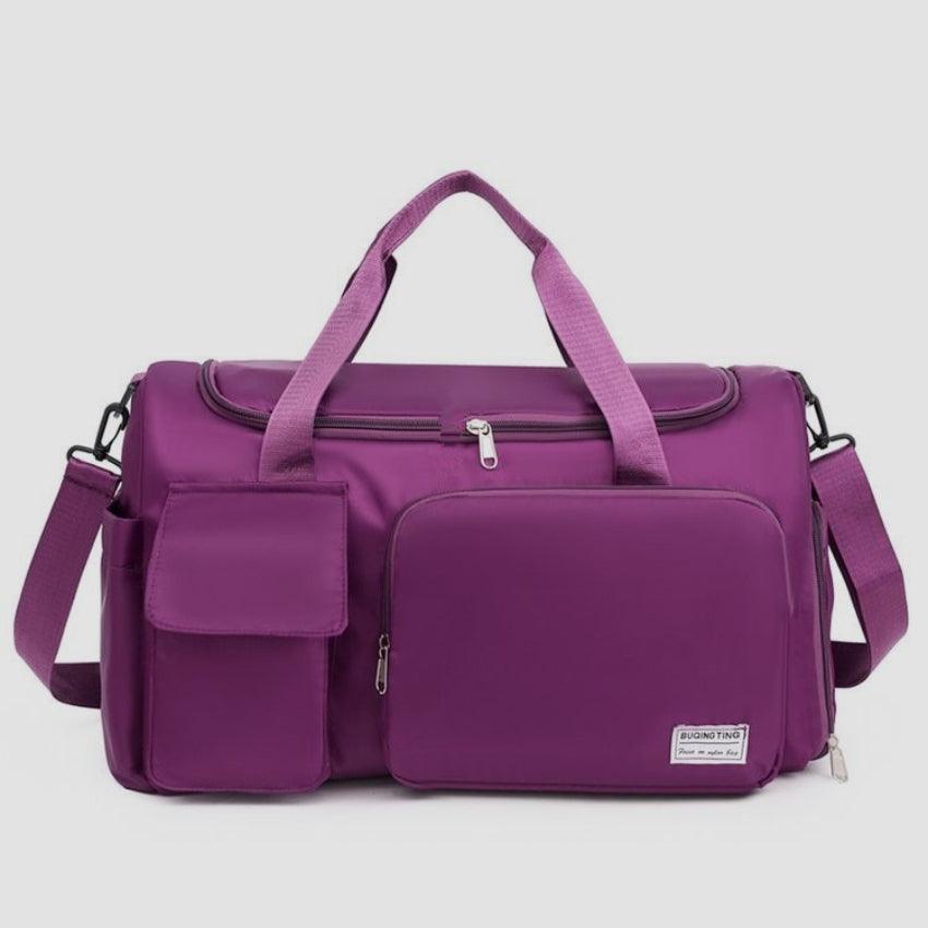 Oxford Cloth Detachable Strap Travel Bag Plum Purple One Size