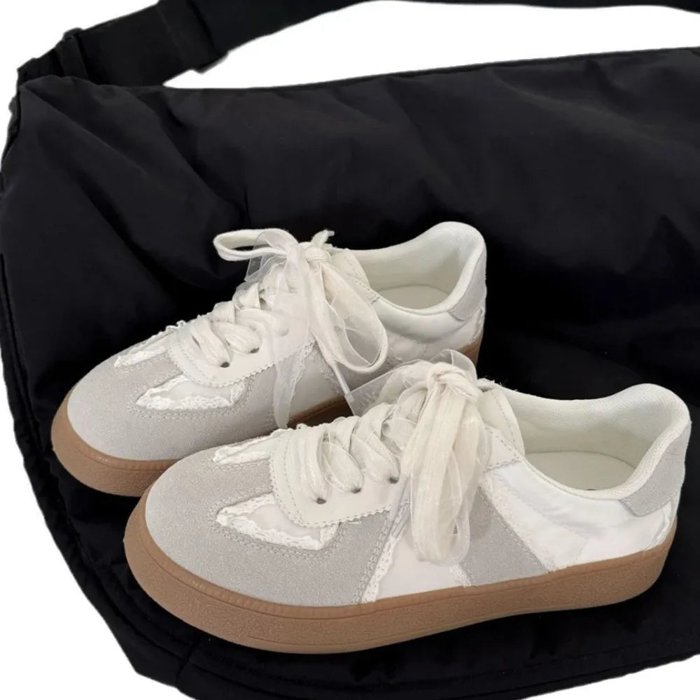 Round Toe Flats Sneakers Beige