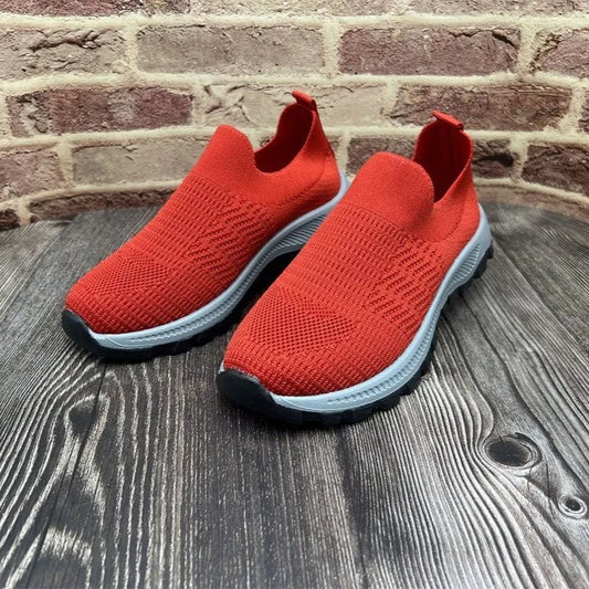 Breathable Mesh Round Toe Platform Athletic Red