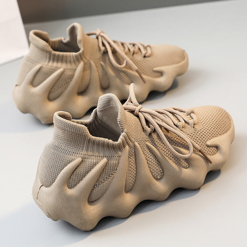Lace Up Round Toe Mesh Athletic Camel