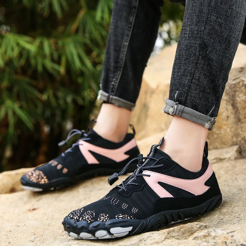 Elastic Lock Laces Mesh Contrast Breathable Athletic Pink