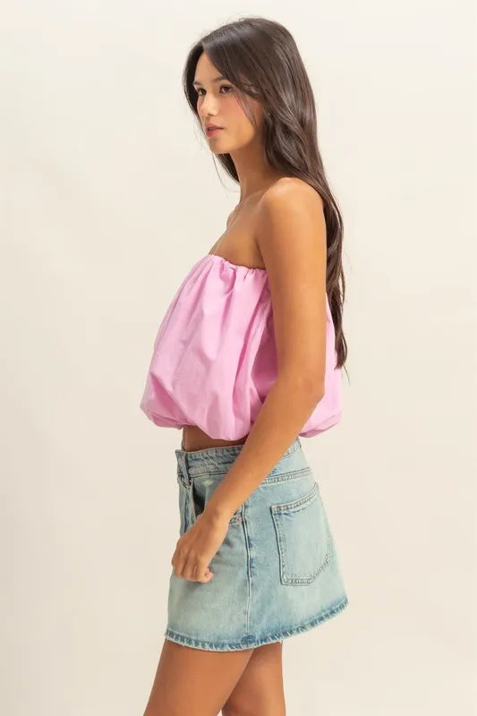 HYFVE Trendy Strapless Bubble Top