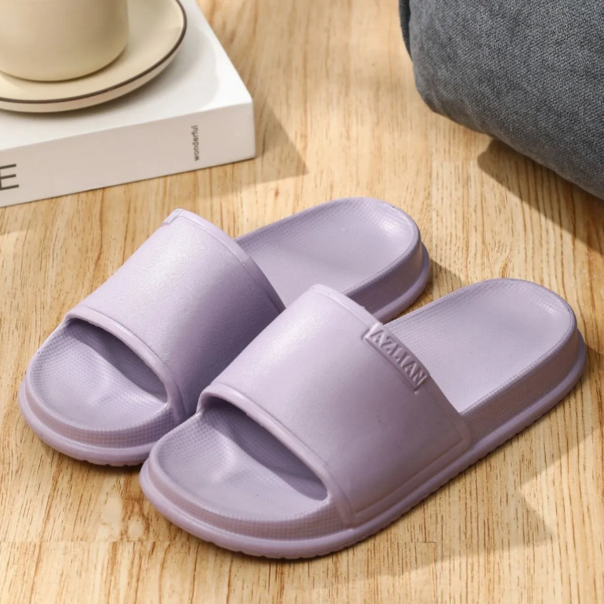Open Toe Platform Slippers Lilac