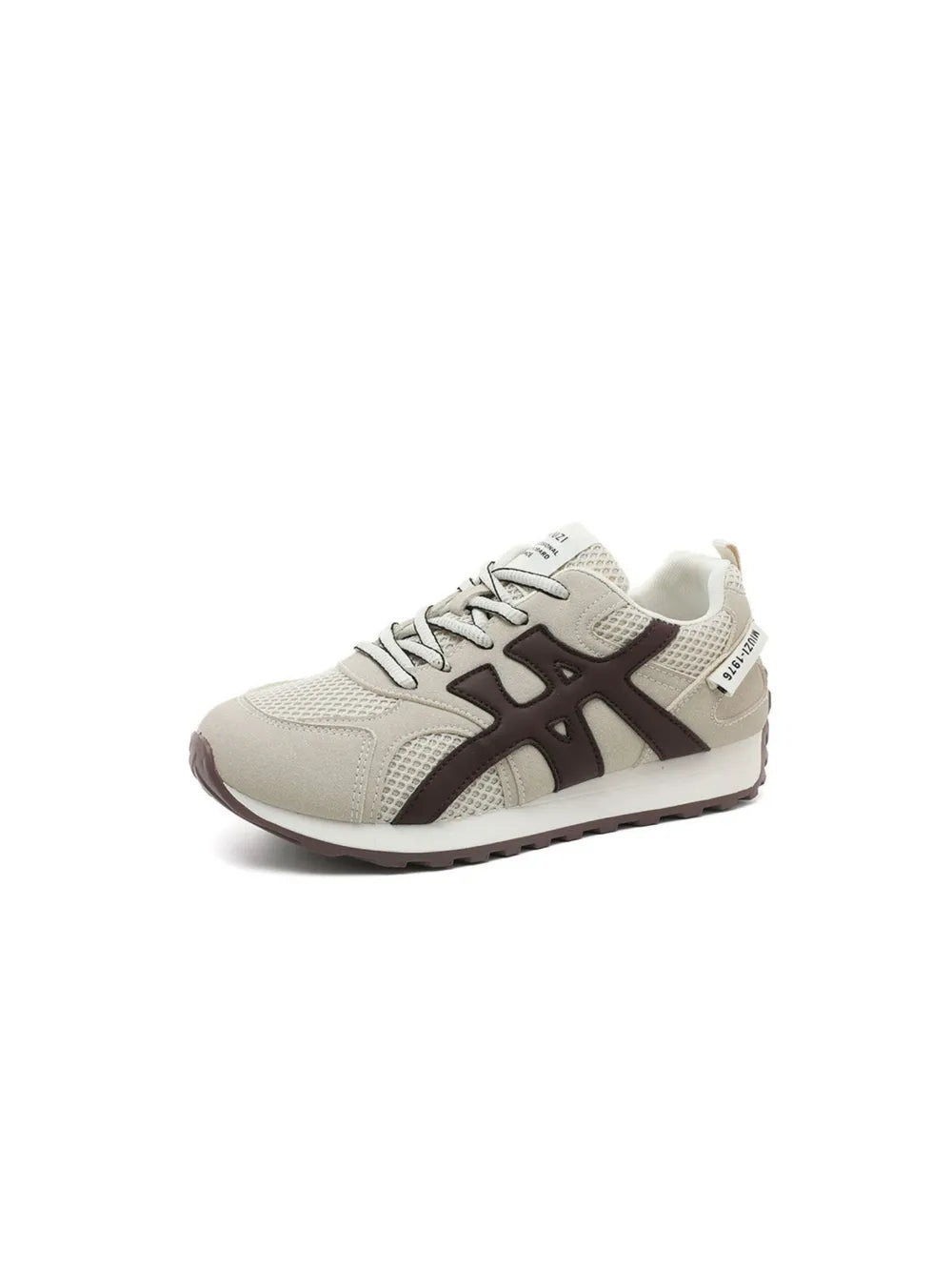 Contrast Mesh Round Toe Athletic Brown