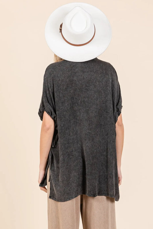 Mittoshop Mineral Wash Loose Fit Button Down Shirt