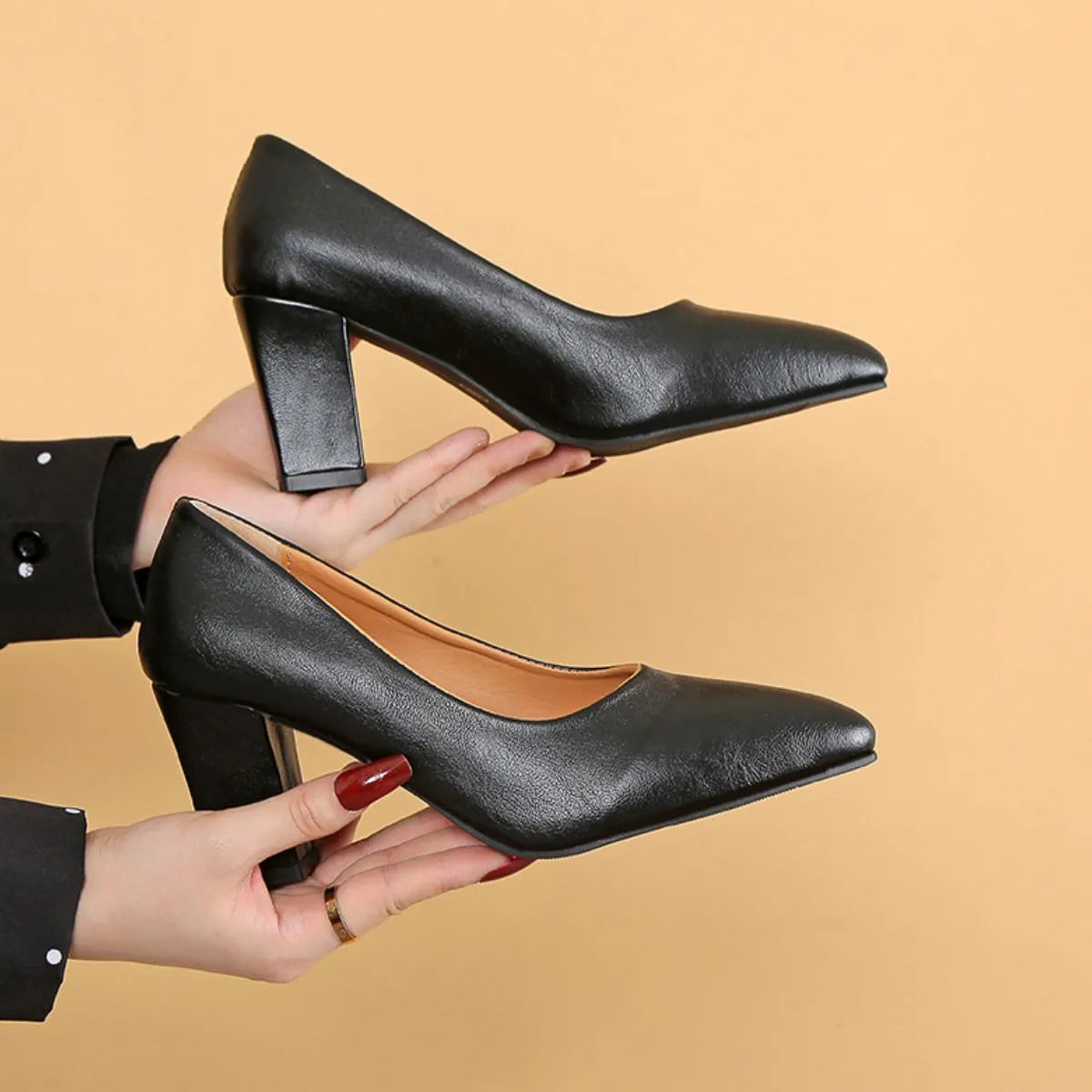 Point Toe Block Heels Pumps