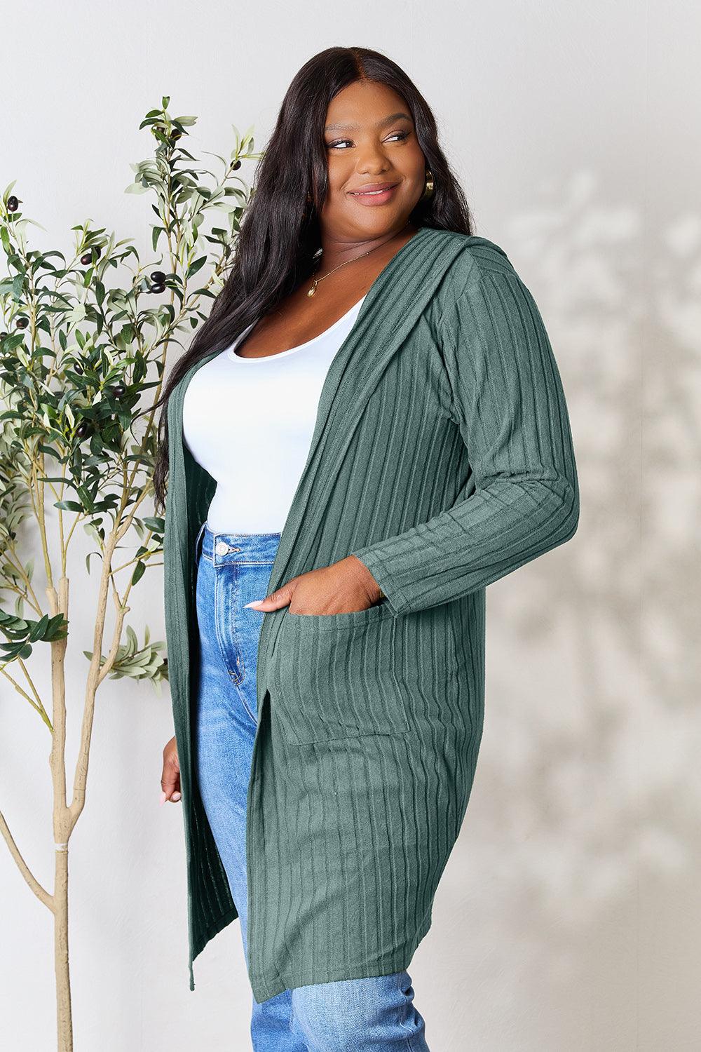 Basic Bae Full Size Hooded Sweater Cardigan for Ultimate Comfort