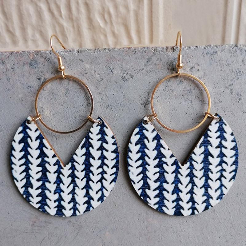 Ms.Pac-Man Shape Wooden Dangle Earrings Style E One Size