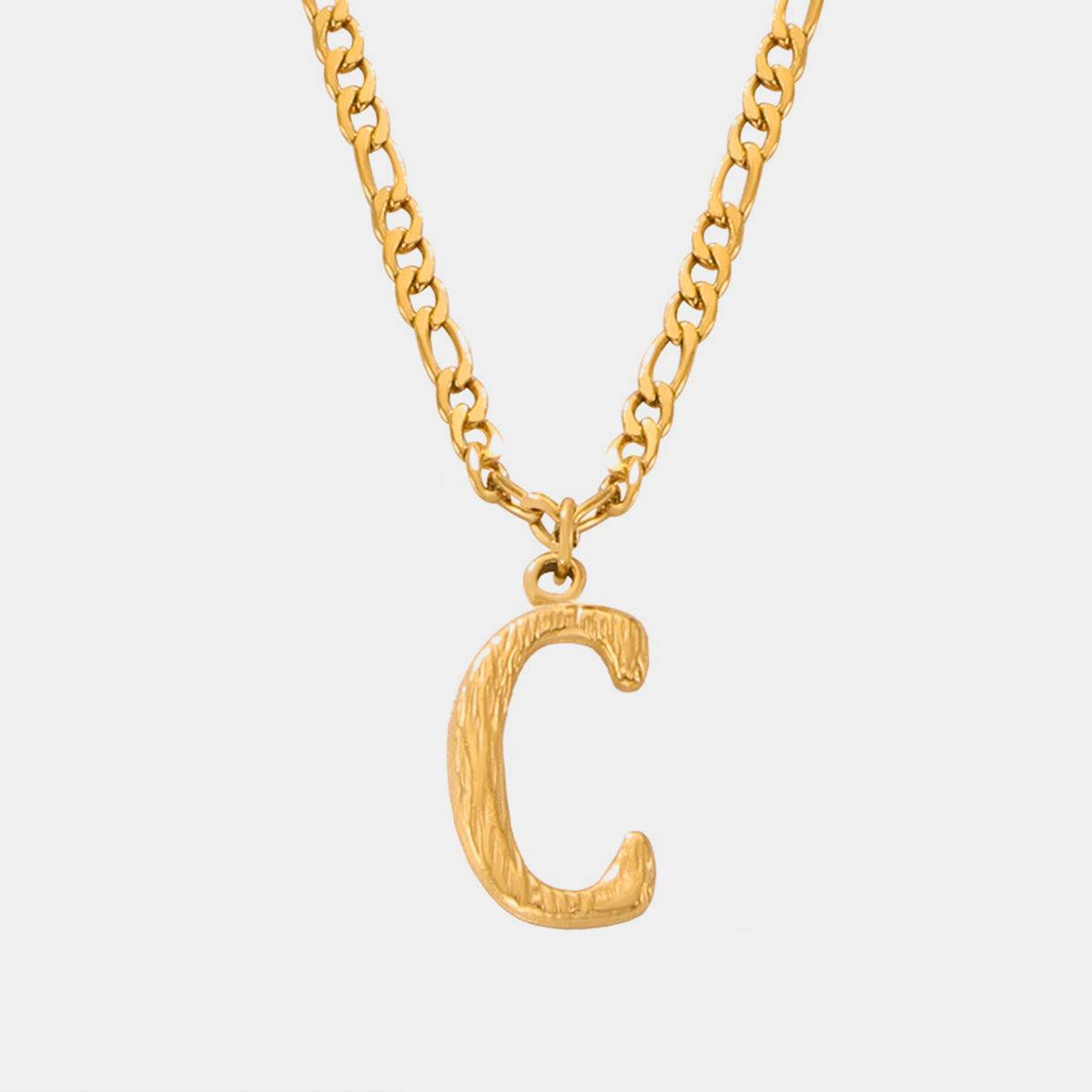 Titanium Steel Letter Pendant Necklace Style C One Size