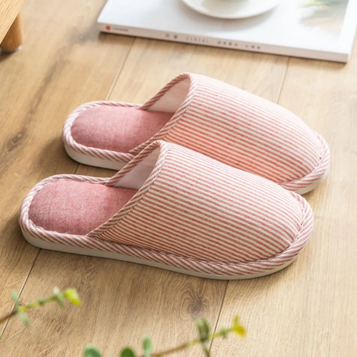 Round Toe Flats Slippers Pink