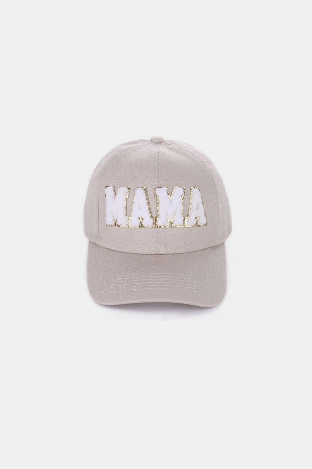 MAMA Chenille Patch Baseball Cap Ash Mocha One Size