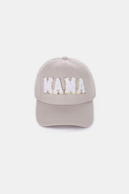 MAMA Chenille Patch Baseball Cap Ash Mocha One Size
