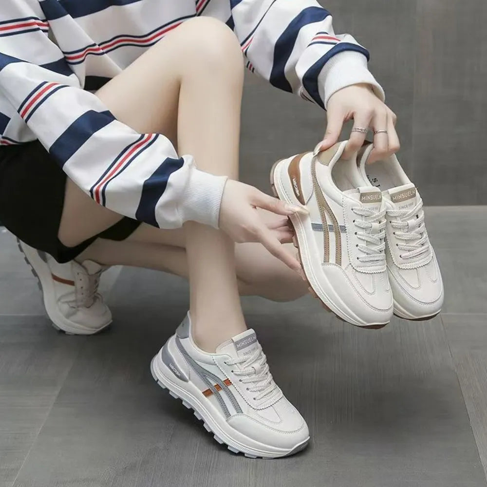 Round Toe Lace-Up Athletic Khaki