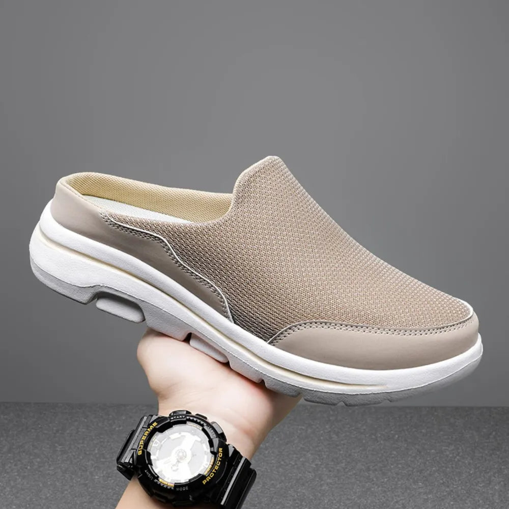 Round Toe Flats Mesh Slip On Eggshell