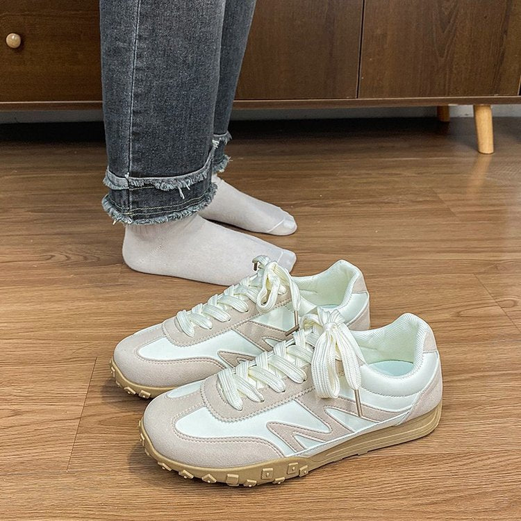 Contrast Round Toe Lace Up Athletic White