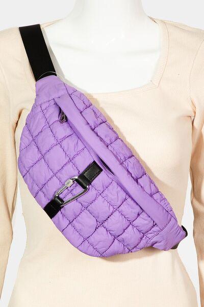 Fame Carabiner Bubble Texture Quilted Sling Bag Purple One Size