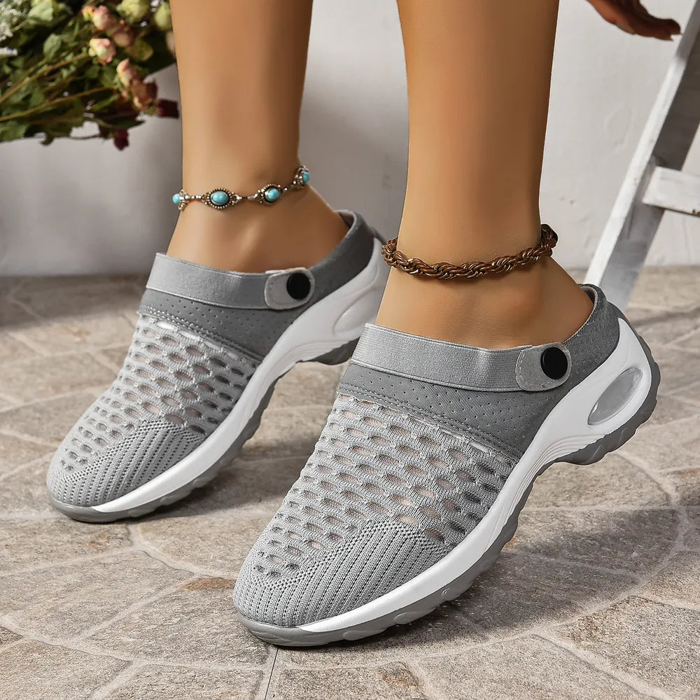 Breathable Mesh Round Toe Sneakers Gray