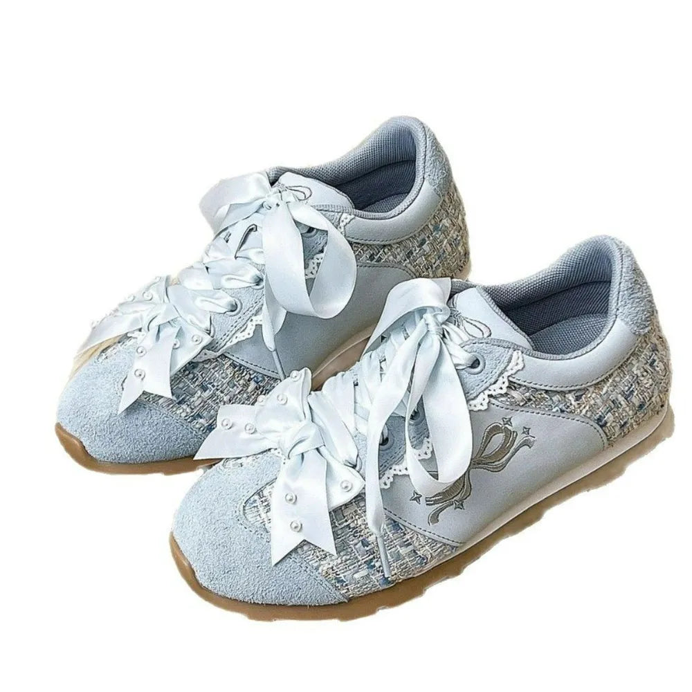 Round Toe Flats Sneakers Blue
