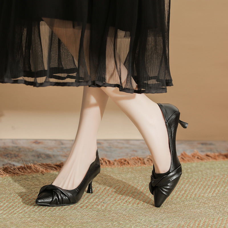 Point Toe Kitten Heels Pumps Black