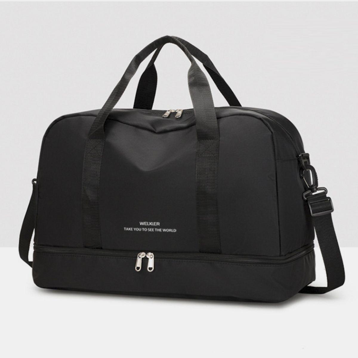 Detachable Strap Nylon Oversize Travel Bag Black One Size