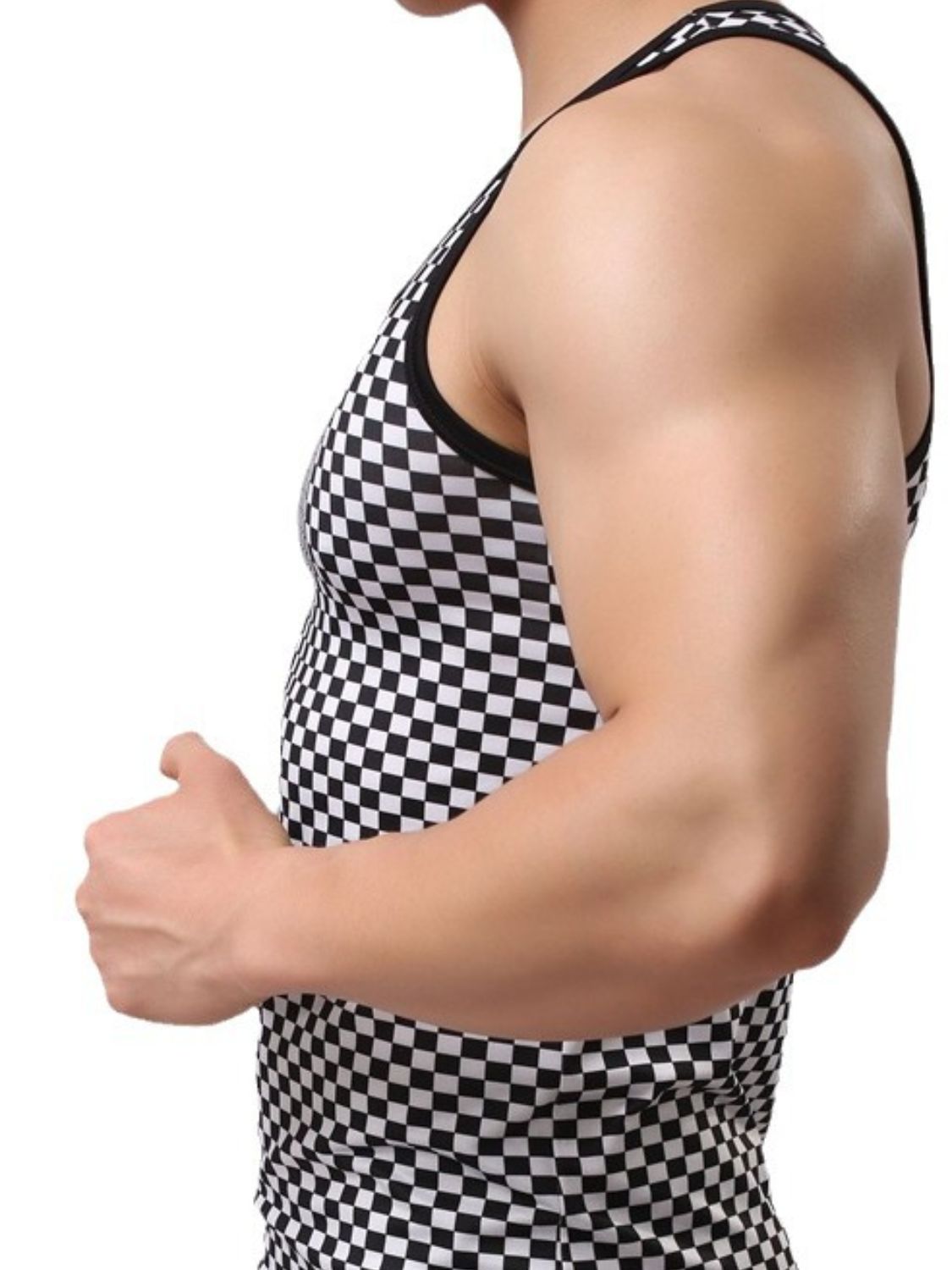 Men's Round Neck Checkered Tank