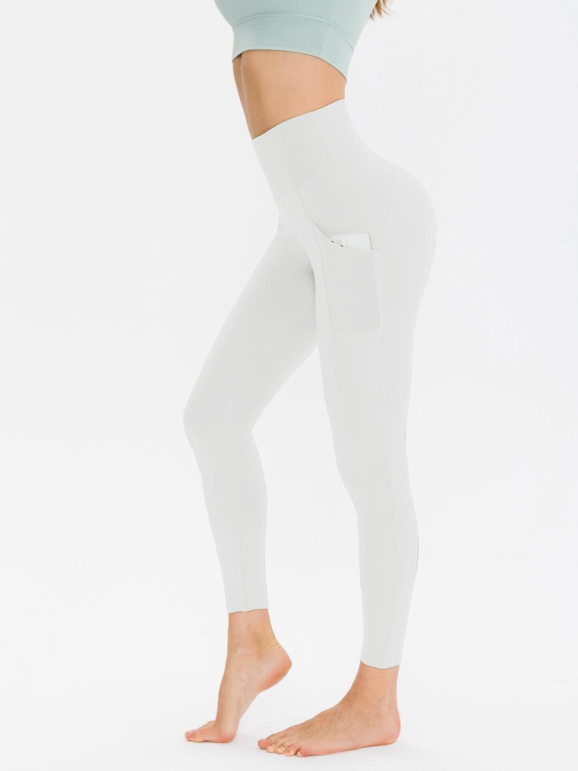 Wide Waistband Sports Leggings White
