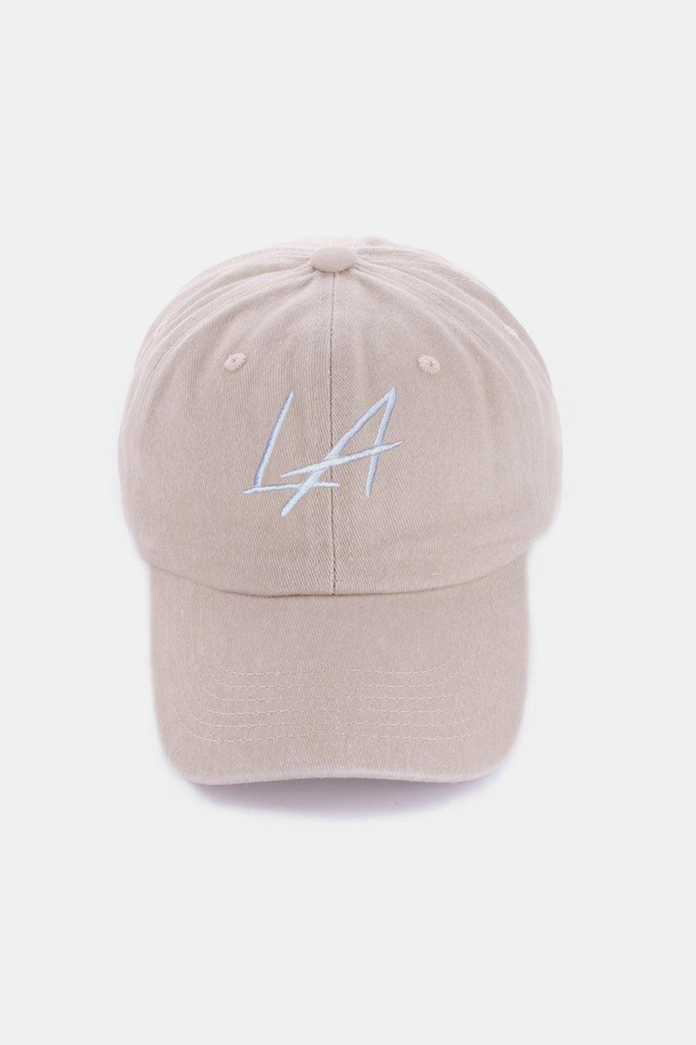 Zenana Washed Embroidered City Baseball Cap LA Ash Mocha One Size
