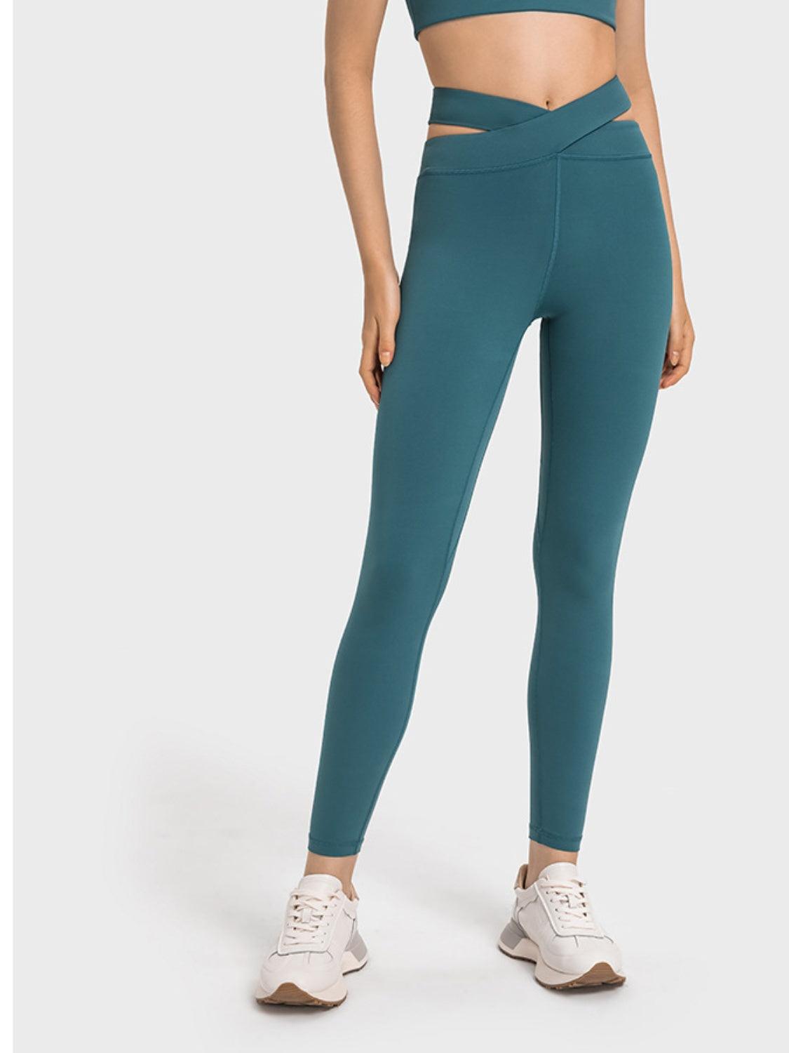 Millennia Crisscross Cutout Sports Leggings Teal
