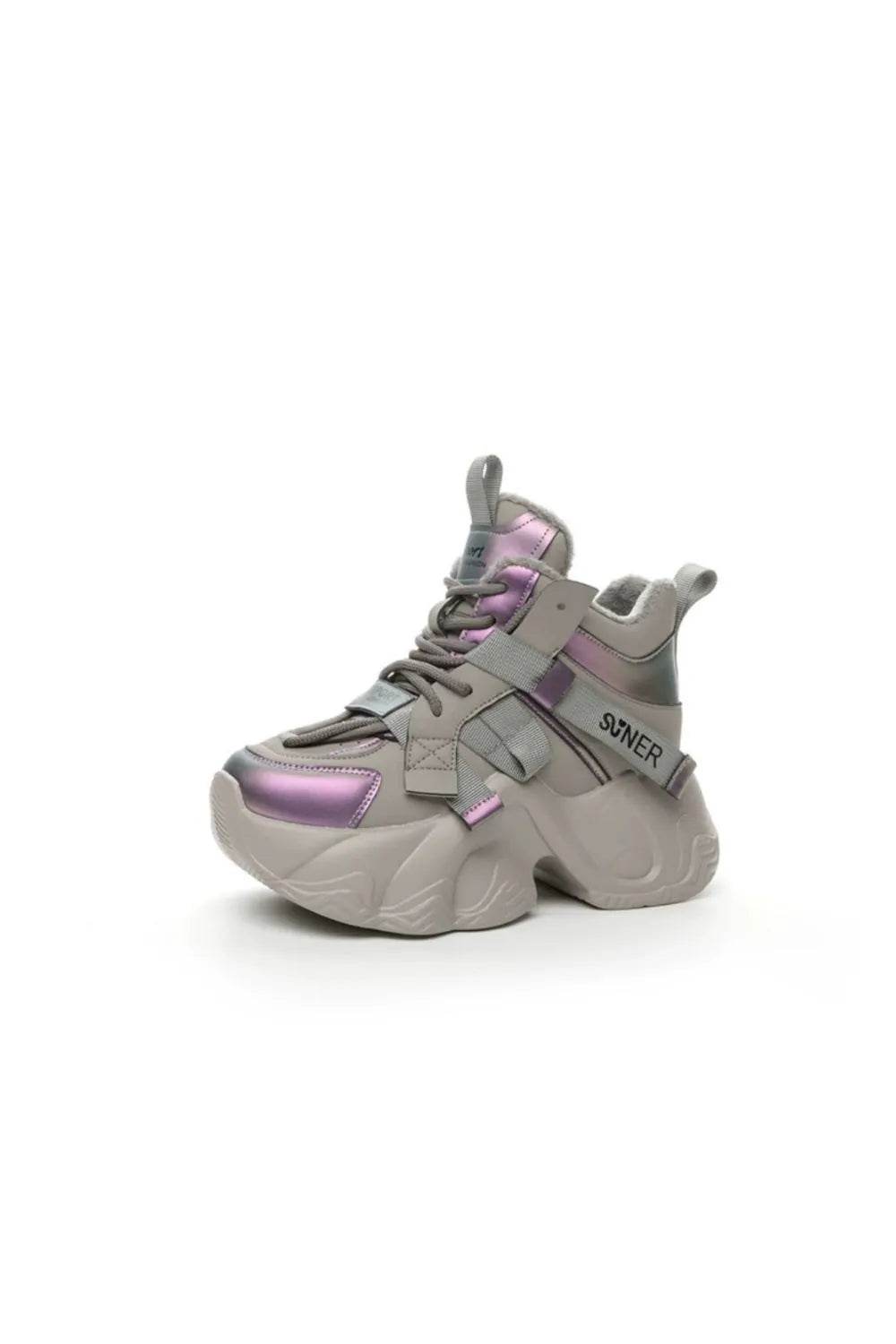 Chunky Platform Lace Up Sneakers Gray