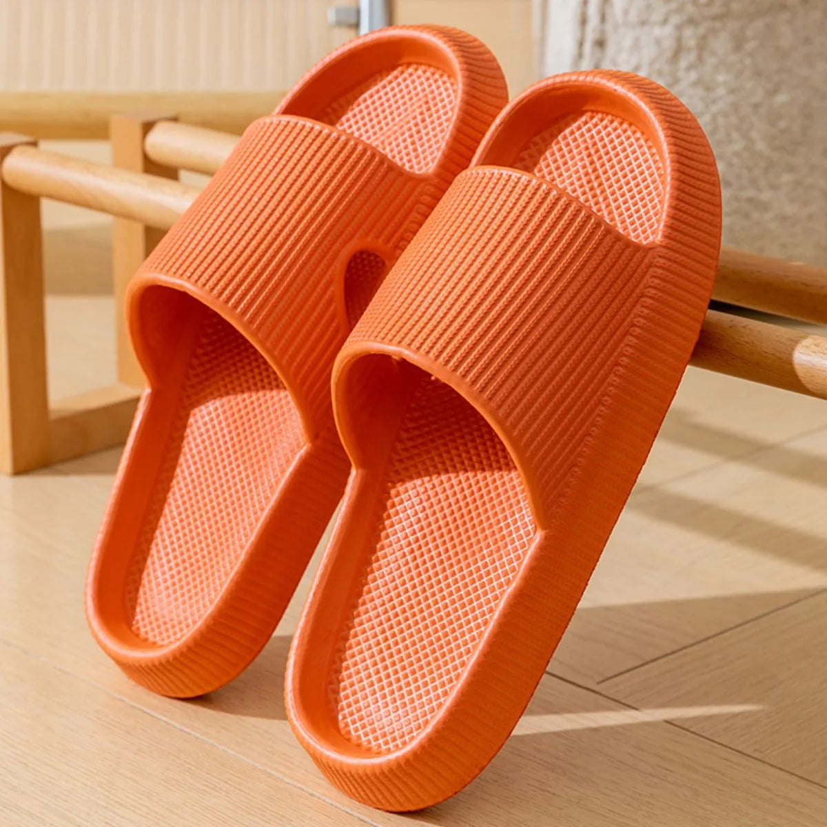 Open Toe Platform Slippers Orange
