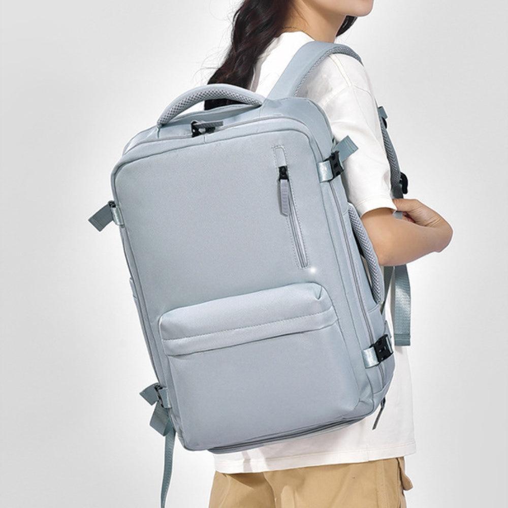 Oxford Cloth Side Pockets Backpack Bag with Handles Air Force Blue One Size
