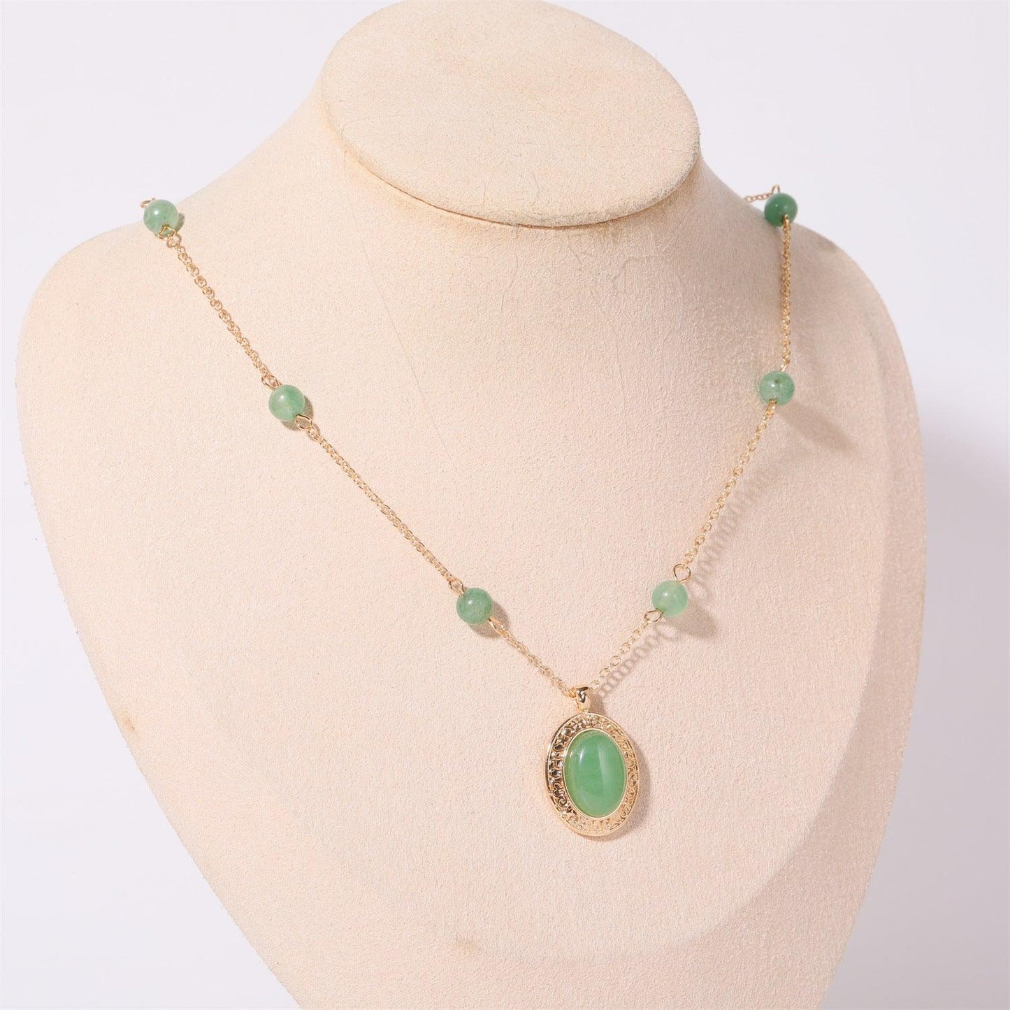 Copper Natural Crystal Pendant Necklace Neon Green One Size
