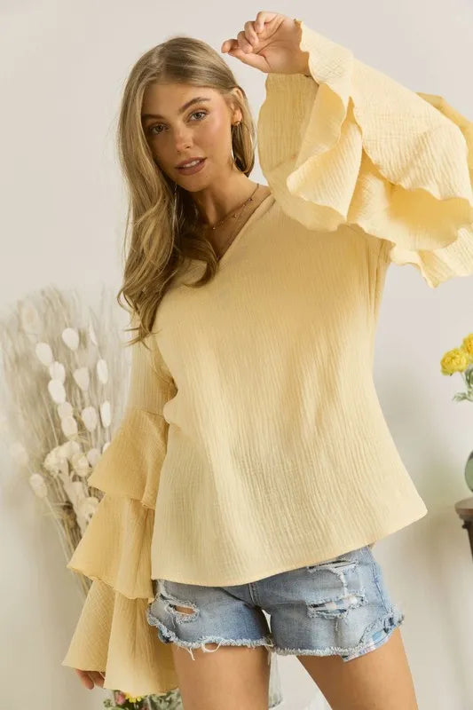 ADORA Layered Bell Sleeve Blouse