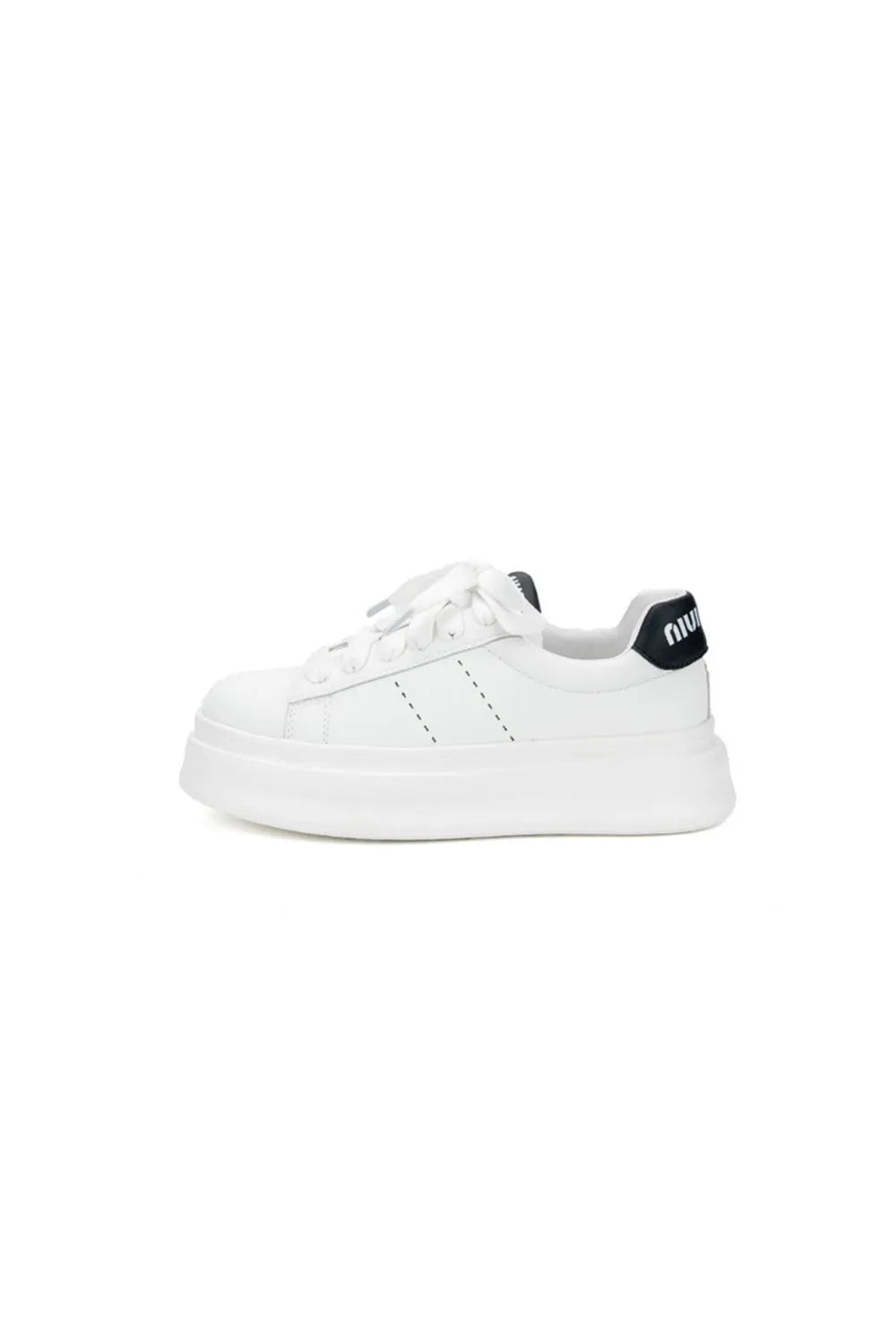 Lace Up Contrast Round Toe Platform Sneakers Black