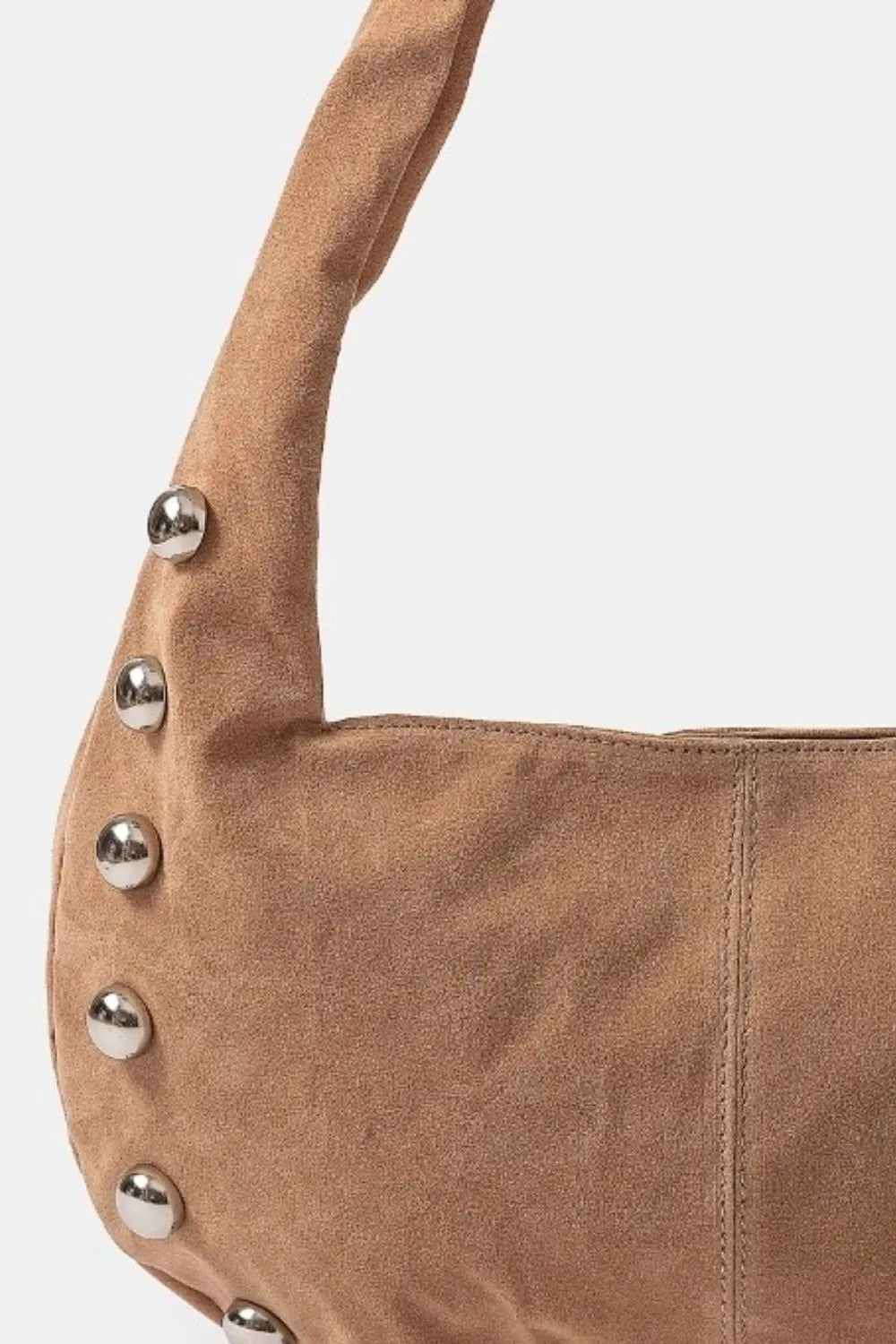 Fame Metallic Sphere Studded Soft Hobo Shoulder Bag