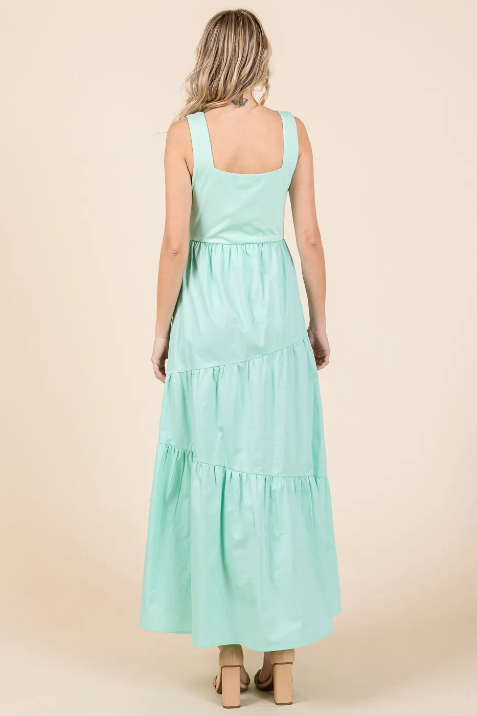Mittoshop Mix Media Square Neck Maxi Dress