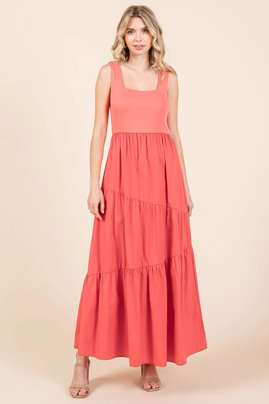 Mittoshop Mix Media Square Neck Maxi Dress