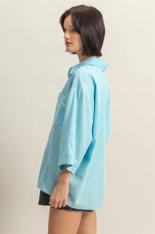 HYFVE Button Down Collared Neck Relaxed Fit Shirt
