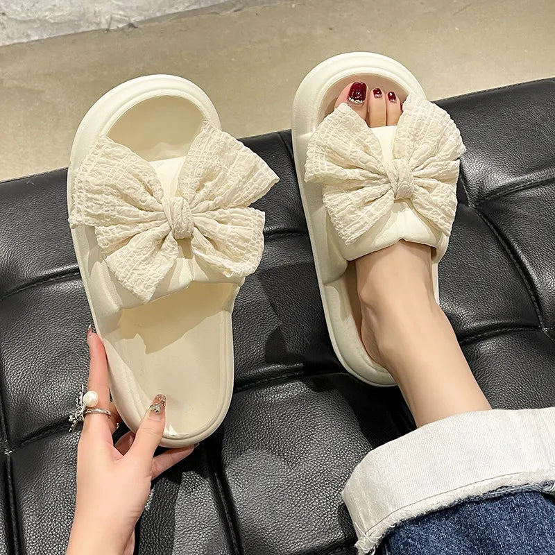 Open Toe Flats Slippers White
