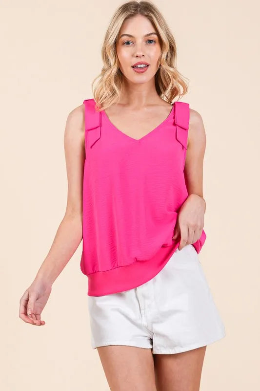 Lime 'N' Chili V-Neck Ribbon Detail Top