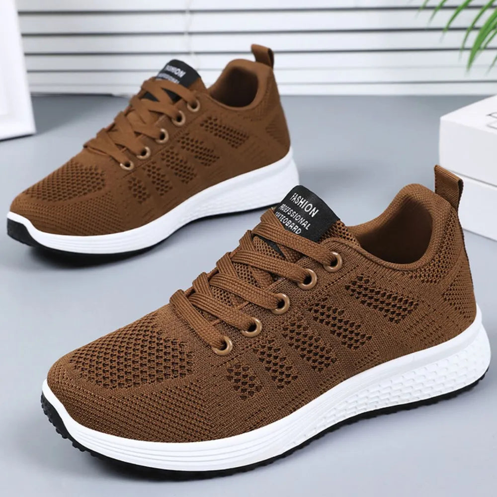 Round Toe Mesh Breathable Athletic Taupe